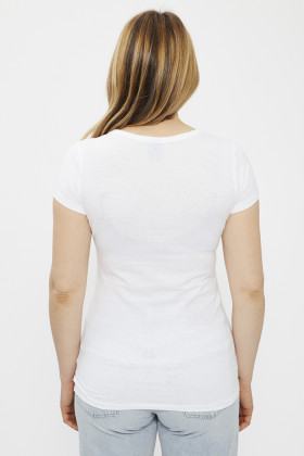 T-shirt slim col V blanc