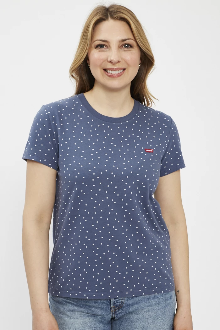 T shirt Perfect bleu indigo a pois