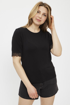 Blouse noire à dentelle femme