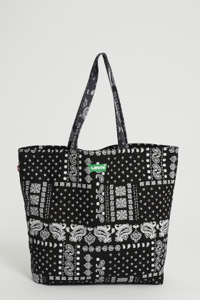 Tote bag noir motifs cachemire