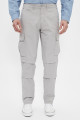 Pantalon cargo gris clair coton mélangé