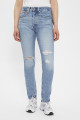 Jeans 501 skinny bleu délavé effet usé