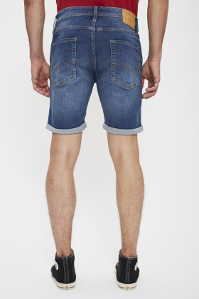 Short à revers bleu denim