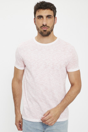 Tee Shirt Tino-A Blanc et rouge Chiné homme