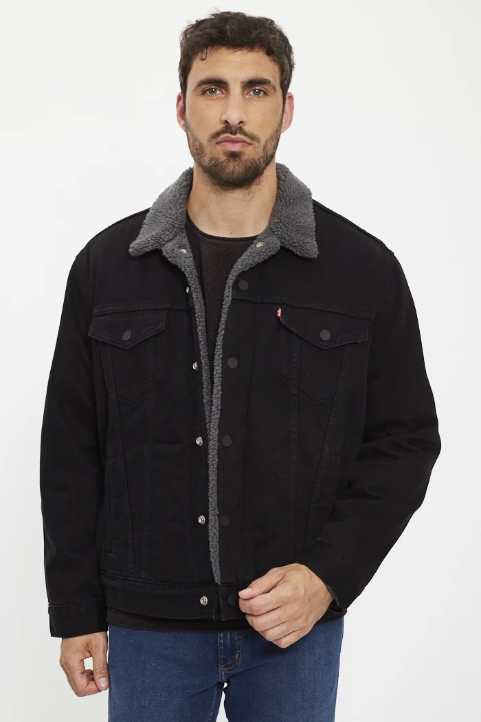 Veste Trucker sherpa noire type 3 homme Levi s Destock Jeans