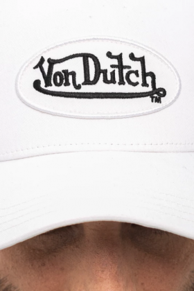 Casquette blanche von dutch logo brodé noir