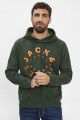 Sweat hood vert floqué