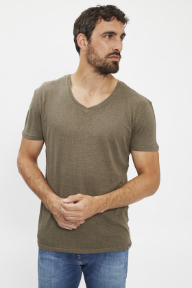 T-shirt en lin et viscose pour homme