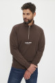 Sweat col montant zippé chocolat