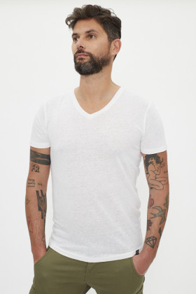 T-shirt Tom col V blanc homme