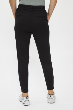 Pantalon regular ceinture élastiquée noir femme cordon de serrage