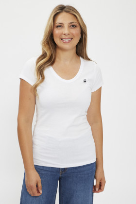 T-Shirt blanc coupe slim 100% coton femme