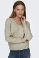 Pull col V beige clair