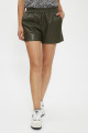 Short court kaki en simili cuir