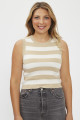 Top sans manches Ocean rayures beige et blanche