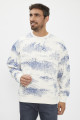 Sweat relaxed  graphic blanc et bleu