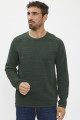 Pull tricoté col rond vert foncé