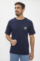 T-shirt imprimé bleu marine en coton