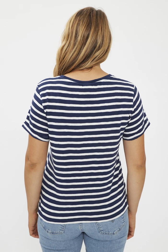 T shirt Margot a rayures bleu marine et blanche