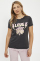 T-shirt noir manches courtes Love