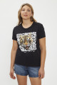 T-Shirt noir manches courtes tête de tigre