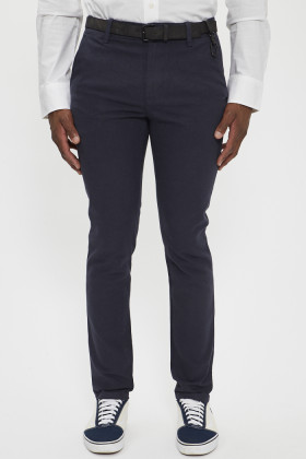 Pantalon chino structured straight navy homme