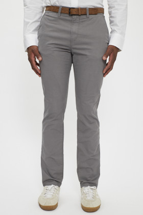 Pantalon chino slim gris clair homme