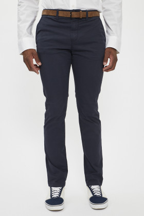 Pantalon chino slim bleu marine homme