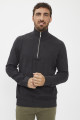 Pull col zippé anthracite coton & cachemire