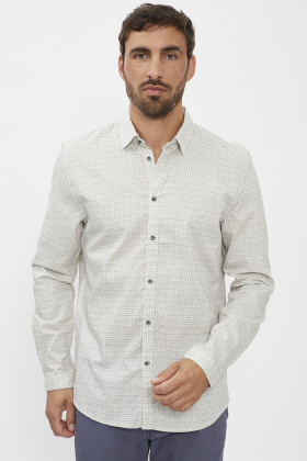  chemise slim beige à carreaux rayés homme