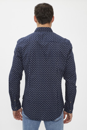 Chemise ajustée bleu marine en popeline tom tailor en coton