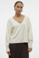 Pull col V profond beige clair