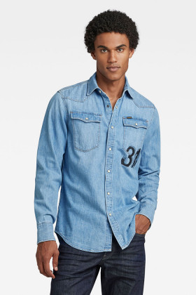 Chemise en jean bleu délavé coupe slim homme G-Star