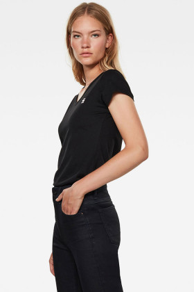 T-shirt noir col V coupe slim femme G-Star