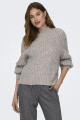 Pull tricoté col montant beige