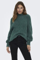 Pull tricoté col montant vert sapin