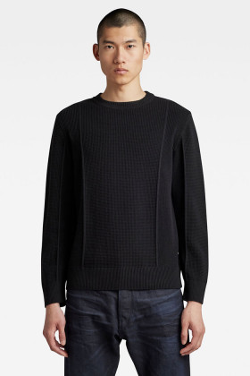 Pull en maille noir structure tricotée homme