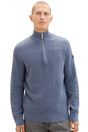 Pull col camionneur bleu indigo homme