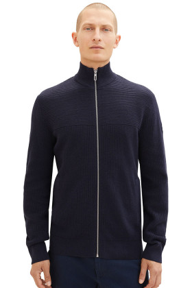 Cardigan texturé bleu marine homme