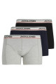 Lot de trois shorties gris, noir et bleu marine