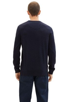 Pull basic col rond bleu marine