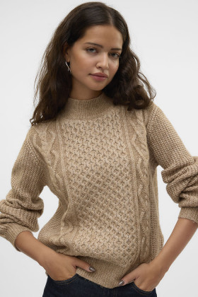 Pull maille torsadée beige Vero Moda