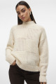 Pull Moon col montant beige