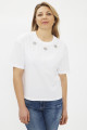 T-shirt luna strass blanc manches courtes