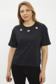 T-shirt Luna strass noir manches courtes