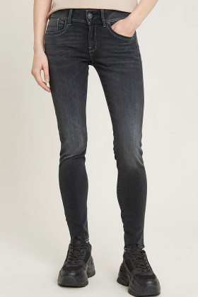 Jeans Lynn mid skinny noir délavé femme