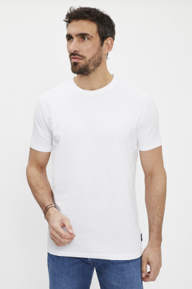 T-shirt slim blanc en coton et élasthanne