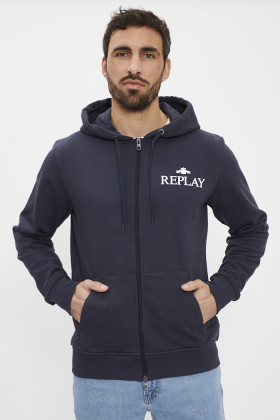 Hoodie zippé bleu marine homme