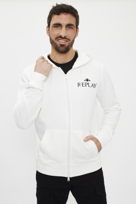 Hoodie zippé blanc homme