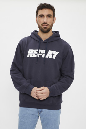 Sweat à capuche bleu marine homme Replay